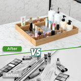 Bamboo Drawer Organizer, 2PCS Stackable Storage Boxes for Utensil Organizer, Wood Tray for kitchen, Bathroom and Bedroom 12" x 3" x 2" Timboops Home