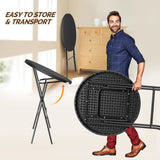 VINGLI 32" Plastic Folding Round Table Bar Height, HDPE Matrial with Gray Metal Finish, High Top Table for Outdoor Party, Cafes, Restaurants, Backyard, Dining Room, Wedding Event,1 Pack, Black VINGLI