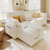 VanAcc Sleeper Sofa, Sofa Bed- 2 in 1 Pull Out Couch Bed with Storage Chaise for Living Room, Sofa Sleeper with Pull Out Bed, White Boucle Couch VanAcc