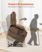 VEVOR Power Lift Recliner Chair, Dual Motor Lift Chair with Heat and Massage for Elderly, 2 Cup Holders and USB Port Infinite Position Adjustment Electric Recliner (Large, Brown) VEVOR