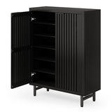 LITTLE TREE 6-Tier Shoe Cabinet with Doors for Up to 24 Pairs, Large Wooden Shoe Storage Cabinet with Adjustable Shelves, Black Freestanding Shoe Organizer Cabinet for Entryway, Hallway LITTLE TREE