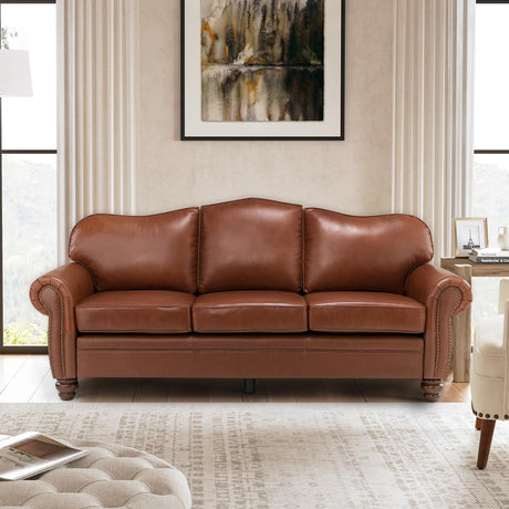 The support you need Classic 3-Seater Sofa with Premium Leather Upholstery, Stylish & Comfortable Sofa for Living Room or Office, Easy to Maintain & Long-Lasting Brown The support you need
