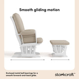 Storkcraft Tuscany Custom Glider and Ottoman with Free Lumbar Pillow (White/Taupe Swirl) - Cleanable Upholstered Comfort Rocking Nursery Chair with Ottoman Storkcraft