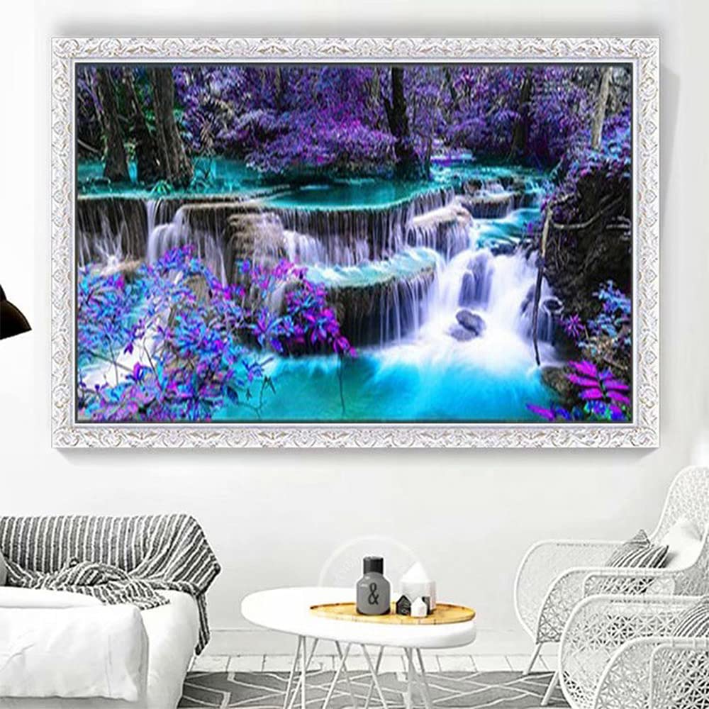DIY 5D Diamond Painting Kits for Adults Waterfall Embroidery Full Round Drill Large Size(31.5x11.8 inch) Diamond Crystal Gem Arts Painting Craft for Home Wall Decor XWJJ