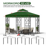 Morikoro 10x10 Canopy Replacement Top Canopy Cover Replacement 10x10 FT Double Tiered Gazebo Covers for Yard Patio Garden Canopy Sunshade (Green with lace) Morikoro