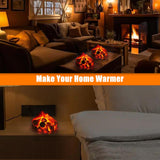 Bestview LED Simulation Charcoal Flame Lamp Fake Campfire Night Light, 3D Fake Fireplace Fire Pit Firewood Lamp with Realistic Log Flameless Candle Battery Operated, Halloween Christmas Decorations Bestview