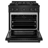ZLINE 30 in. 4.2 cu. ft. Paramount Gas Range with 4 Burner Cooktop and Convection Gas Oven in Black Stainless Steel (SGRB-30) Z Line Kitchen and Bath
