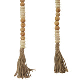 Deco 79 Mango Wood Handmade Garland with Tassel Round Long Carved Beaded , 80" x 1" x 1", Brown Deco 79