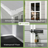 Patiowell 5x4 FT Outdoor Storage Shed, Resin Storage Shed with Floor & Lockable & Window Door for Patio Furniture, Garden Tools and Bicycle, White & Grey Patiowell