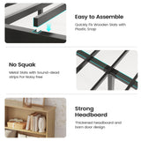 AOGLLATI Queen Bed Frame with 4 Storage Drawers and 2-Tier Bookcase Hidden Headboard, Rattan Led Bed Frame Queen Size with Charging Station, No Box Spring Needed, Wood AOGLLATI