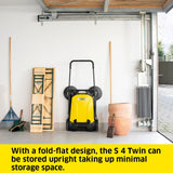 Kärcher - S 4 Twin Walk-Behind Outdoor Hand Push Sweeper - 5.25 Gallon Capacity - 26.8" Sweeping Width - Sweeps up to 26,000 ft²/Hour,Yellow Kärcher