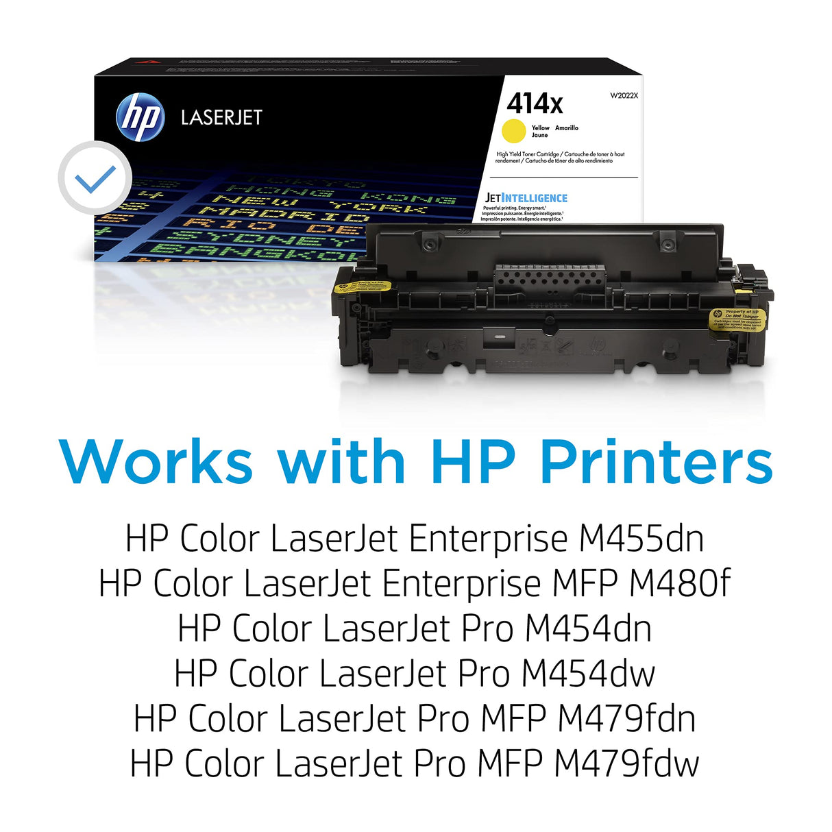 HP 414X Yellow High-yield Toner Cartridge | Works with HP Color LaserJet Enterprise M455dn, MFP M480f; HP Color LaserJet Pro M454 Series, HP Color LaserJet Pro MFP M479 Series | W2022X HP