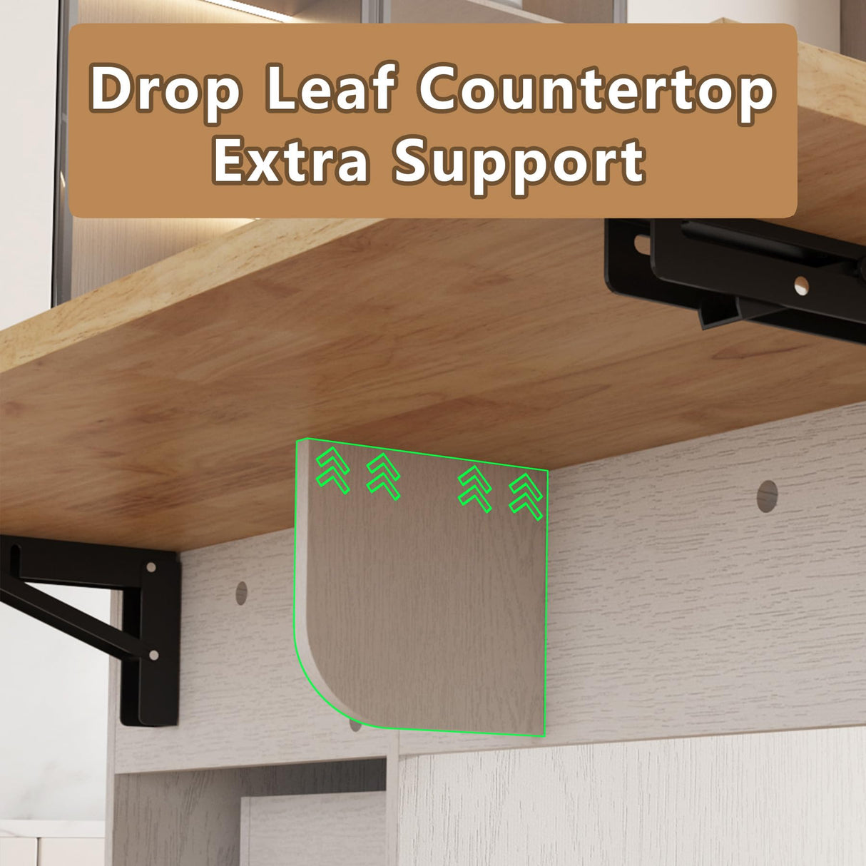 ASTRONAPE Rolling Mobile Kitchen Island Cart Bar with Drawer and Desktop Drop Leaf Countertop, Island Table Storage with 5 Wheels, Rolling Kitchen Cabinet with Power Socket and Towel Rack ASTRONAPE