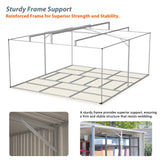 12x14 FT Extra Large Outdoor Metal Storage Shed with Floor Frame, Heavy Duty Galvanized Steel Tool Shed with Lockable Double Doors, Weatherproof Backyard Storage for Lawn Equipment, Patio Furniture Bullenfity