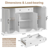 Buffet Cabinet with Storage, 55" Large Sideboard Storage Cabinet with Drawer, 4 Doors and Shelves, Modern Farmhouse Coffee Bar Table Kitchen Island Credenza for Kitchen, Entryway, Dining, Living Room Vividwood