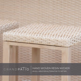 Grand patio Outdoor Tiki Bar Set with Widen Ceramic Top (42" W), Phuket 3-Piece Wicker Islander Tiki Bar and 2 Stools Storage for Garden, Natural Grand patio