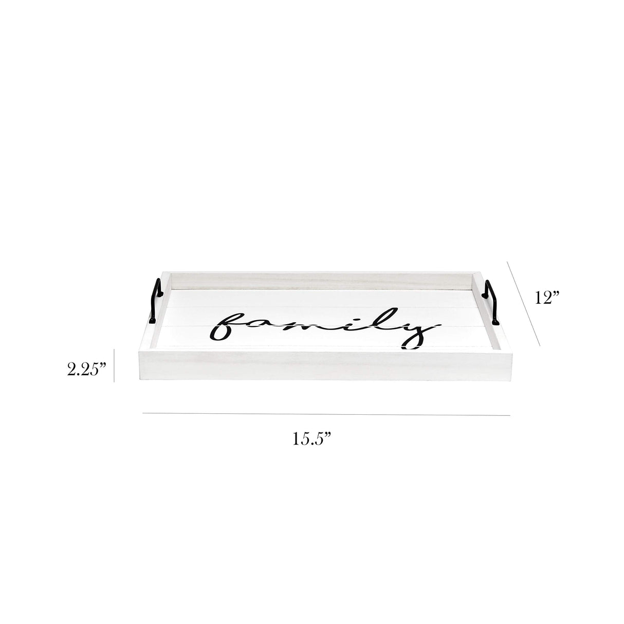 Elegant Designs HG2000-WFM Decorative Wood Serving Tray w/Handles, 15.50" x 12", Family Elegant Designs