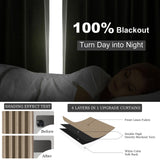 Topfinel Taupe Burlap Linen Blackout Curtains & Drapes 84 Inch Length 2 Panels Set, Flax Linen Brown Tan Beige Room Darkening Soundproof Cabin Curtains with Hooks Rings for Bedroom Living Room Topfinel