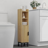 FerniTry Small Bathroom Storage Cabinet, Corner Narrow Toilet Paper Floor Cabinet with Door and Shelves,Bathroom Organizer with Adjustable Shelf, for Small Spaces (Oak) FerniTry