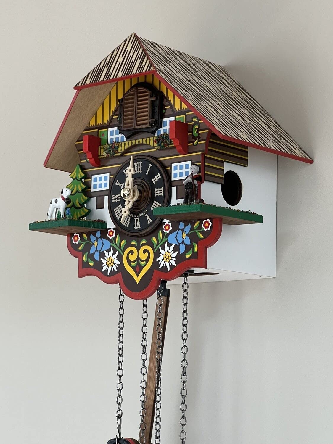 River City Clocks Musical Multi-Colored Quartz Cuckoo Clock - 8 Inches Tall - Model # M8-08PQ River City Clocks