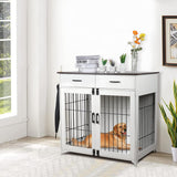 Snowtaros Dog Crate Furniture, 36.6 Inch Large Dog Crate with Drawers, Wooden Dog Kennel Indoor for Small Medium Large Dogs, Heavy Duty Dog Crate End Table with Double Doors Snowtaros