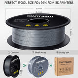 GIANTARM Silver PETG 3D Printer Filament Toughness Enhanced 1kg (2.2lbs), 1.75mm Dimensional Accuracy +/-0.03mm, 1080 Feet（330m/Roll, Vacuum Package, Fit for Most 3D FDM Printer GIANTARM