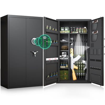 Luzfuego 30-40 Gun Safe, 54" Biometric Gun Safe for Rifles and Shotguns, Large Gun Cabinet for Rifles and Pistols with LCD Keypad & Adjustbale Shelves, Unassembled Rifle Safe for Home