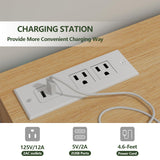 Auromie 6 Drawers Dresser, Double Modern Chest of Drawers with Power Outlet, Dresser TV Stand with Led Light Strip, Drawer Organizer for Bedroom, Living Room, Hallway (Light Walnut + White, 9 Drawer) Auromie