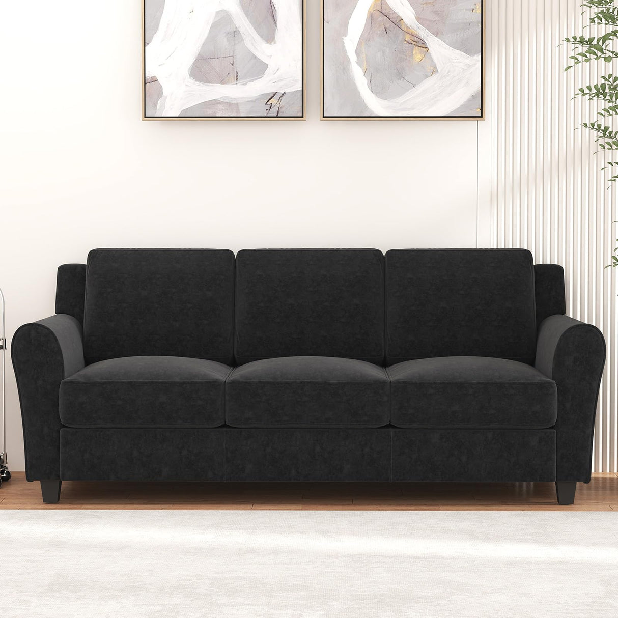 Bonzy Home 80.7" Black Couch, 3 Seater Sofa for Living Room, Modern Comfy Couches with Thick Cushion for Home Apartment Office Bonzy Home