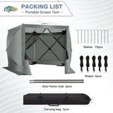 COBIZI Pop Up Gazebo Screen Tent Screen House for Camping, 10x10 Screen Room with Mosquito Netting, Hub Tent Instant Screened Canopy with Carrying Bag and Ground Stakes, Gray COBIZI