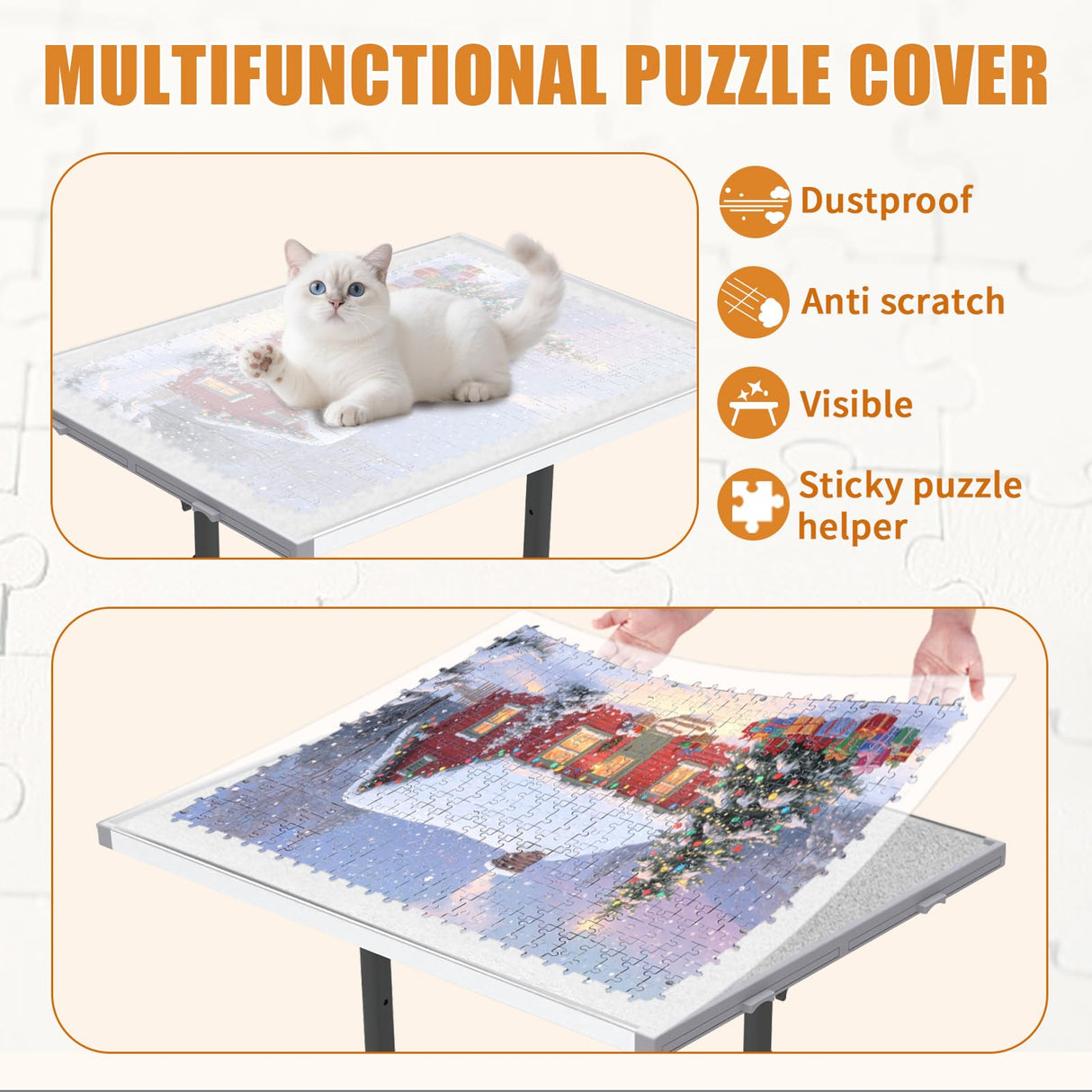 Doerpuz Puzzle Table 1500pcs,Adjustable Height and 90°up Angles Puzzle Board for Saving Storage Space,Aluminum Jigsaw Puzzle Tables for Adults with Drawers Doerpuz