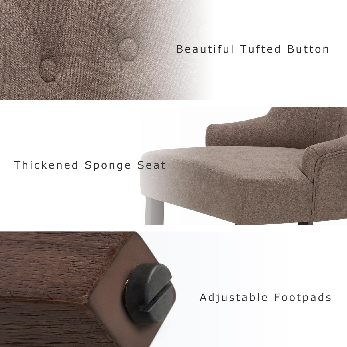 COLAMY Wingback Upholstered Dining Chairs Set of 2, Fabric Side Dining Room Chairs with Tufted Button, Living Room Chairs for Home Kitchen, Taupe COLAMY