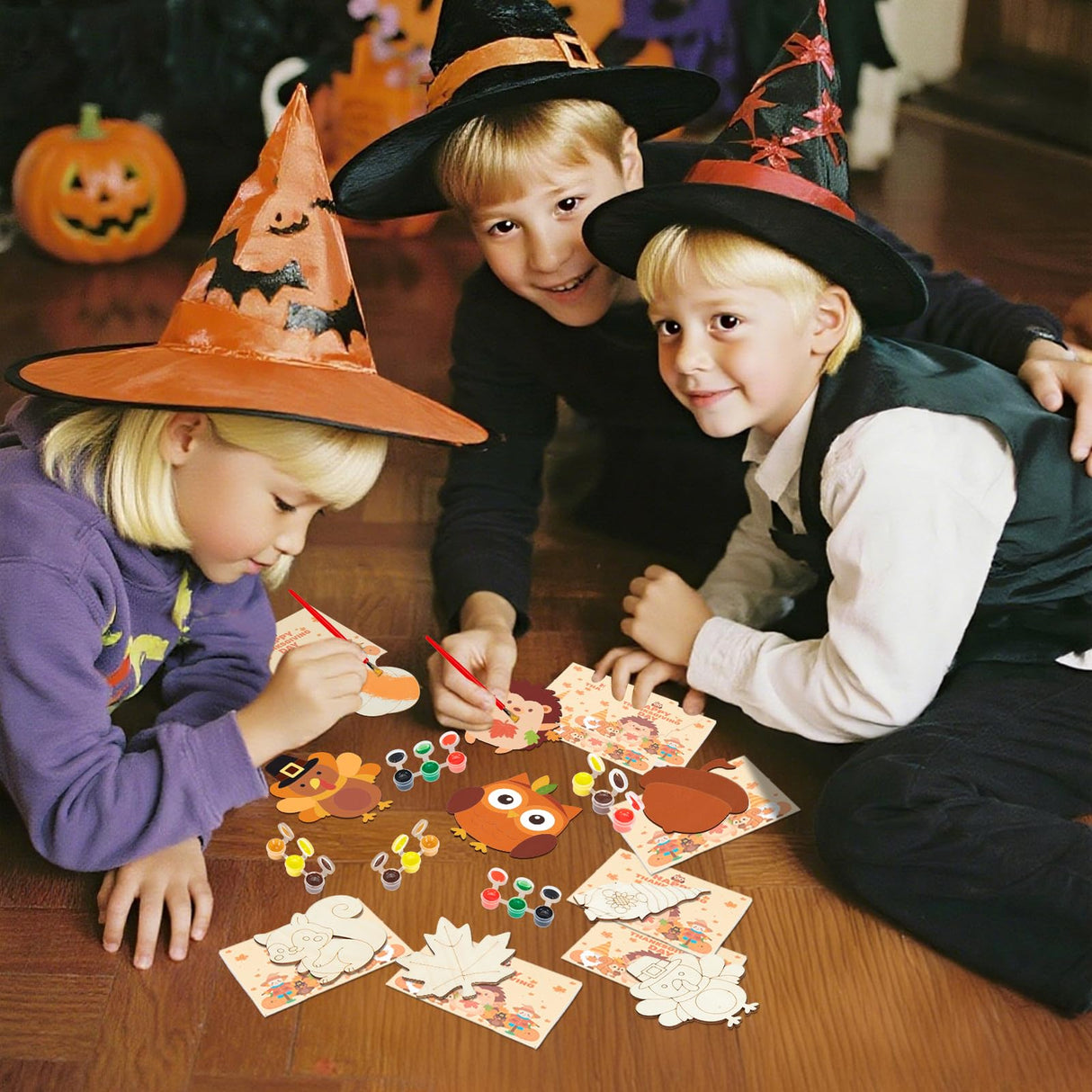 24-Set Fall Thanksgiving Wooden Painting Crafts, Unfinished Wood Cutouts Pumpkin, Maple Leaves, Acorns, Blank Fridge Magnet Crafts for DIY, Party Favors, Classroom, Gift Goodie Bag Stuffers Bafeil