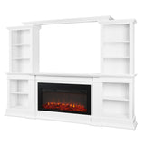 Real Flame Monte Vista 108" Landscape Electric Fireplace TV Stand for TVs up to 60 inches, Entertainment Center with Adjustable Shelves and Storage, TV Stand for Living Room and Bedroom, White Real Flame