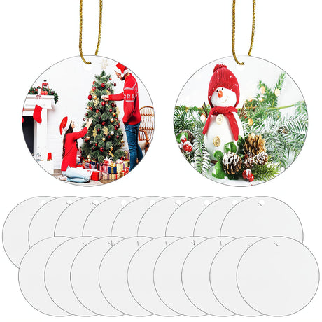 20pcs Metal Sublimation Ornament Blanks,Christmas Ornaments for Christmas Tree Decor,Sublimation Round Blanks Bulk for Heat Press Printing,DIY Handmade Crafts Double Sided Sublimation Ornaments (20) Guyuewey