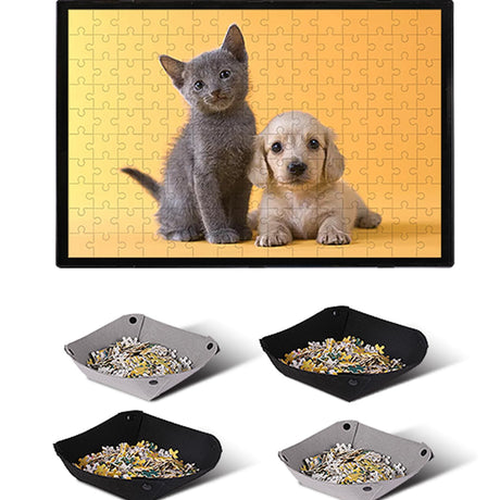 Jigsaw Puzzle Board 1000 500 Piece, 4 Storage Tray Portable Sorting Table Mat Holder for Adults Large Puzzles Accessories Organizer Gift Frame Keeper Pad Saver with Case Sticker Glue Sheets Kids Gift Genovega