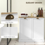 HOMCOM Double Tilt-Out Laundry Hamper Cabinet with 2 Removable Basket, Modern Bathroom Storage Cabinet with Shaker Doors and Handles, White HOMCOM