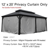 Kozyard Gazebo Privacy Curtain Outdoor Waterproof Sidewall for Hardtop Gazebo, OEM Replacement for Patio Gazebo Curtains for Alexander, Caesar, Rosana and Apollo Model(12ft x 18ft, Gray) Kozyard