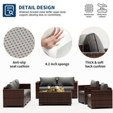 UDPATIO 4 Piece Patio Furniture Set, Wicker Patio Set with Storage Coffee Table and Dark Grey Cushions, Outdoor Patio Furniture for Porch Balcony UDPATIO
