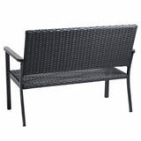 C-Hopetree Outdoor Loveseat Bench Chair for Outside Patio Porch, Metal Frame, Black All Weather Wicker C-Hopetree