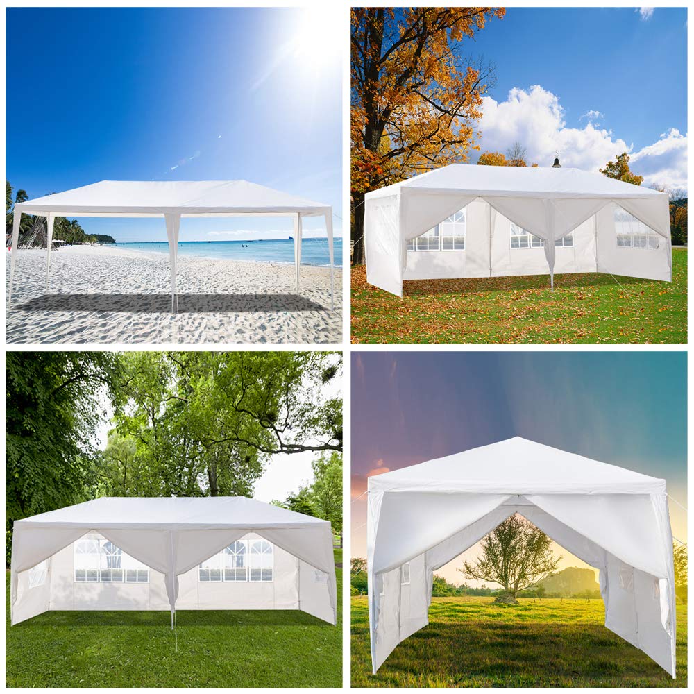 KepooMan 10' x 20' Outdoor Gazebo Canopy Waterproof Party Tent Wedding Canopy with Removable Sidewalls & Brighter Church Windows - 6 Sides - WoodArtSupply