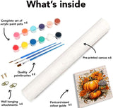 MjhRcll 4 Packs Paint by Numbers for Adults,Fall Paint by Numbers on Canvas,DIY Pumpkins Picture Paint by Number Kits Without Frame Acrylic Painting for Home Wall Decor 12X16 Inch MjhRcll