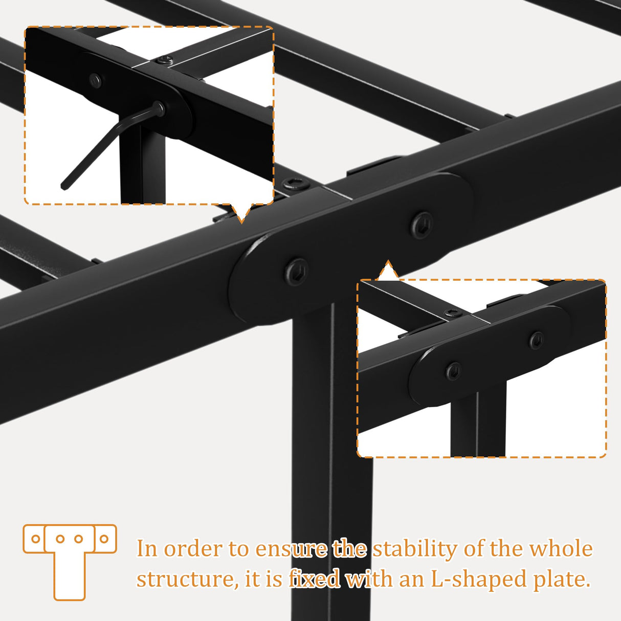 VECELO Queen Size Bed Frame, Metal Bed Platform with Headboard, Sturdy Steel Slats Support, No Box Spring Needed/Noise-Free,Easy Assembly, Black VECELO