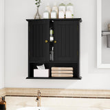Mino Kesper Bathroom Wall Cabinet, Bathroom Cabinet Wall Mount with 2 Doors and Open Shelf, Over The Toilet Wall Storage, Wooden Medicine Cabinets Mino Kesper