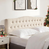 Huatean Home Tufted Upholstered Headboard Twin Size, Sturdy and Durable Solid Wood Twin XL headboard, Fabric Headboard Adjustable Height from 37” to 51”, Modern Button Diamond Design Head Board, Beige Huatean Home