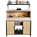 GDLF Reptile Tank Stand Terrarium Stand with Cabinet for Accessories Storage 48" X 24" Tabletop Fits up to 120 Gallon Bearded Dragon Tank, Reptile Terrarium,turtle tank,Natural Wood Color GDLF