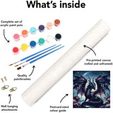 Ekuxom Dragon Paint by Numbers Kit for Adults Beginner Black Dragon Adults' Paint-by-Number Kits Easy Paint by Number Oil Painting Kit Acrylic On Canvas for Gifts Wall Decor 16x16 Inch Ekuxom