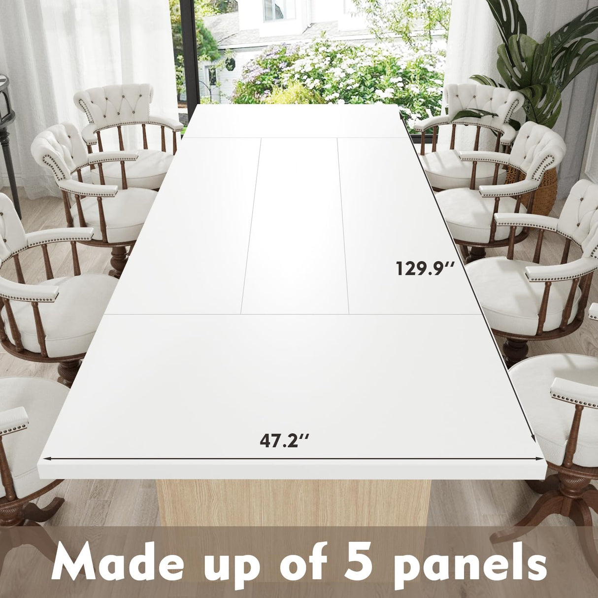Homsee 118.1" W Rectangular Conference Room Table for 10-12 People, Modern Wood Seminar Meeting Table for Boardroom, Versatile Dining Table for Dining Room, White & Light Brown Homsee