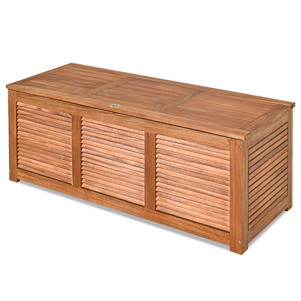 FANTASK 47 Gallon Acacia Wood Deck Box: Stylish Outdoor Storage & Seating Solution FANTASK