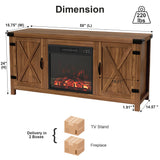 Furmax Fireplace TV Stand for Up to 65 Inches TVs, Farmhouse Entertainment Center with Grooved Barn Doors, Rustic Media Console Table with Storage Cabinets for Living Room (Barnwood) Furmax